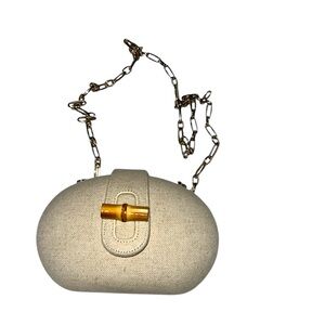 Zara Beige Cloth Crossbody Bag with Gold Chain – Women’s beige  Shoulder Bag,